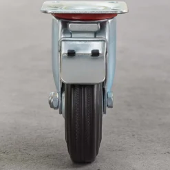 Wiltec Doppelstopp-Lenkrolle Ø125mm bis 100kg Tragkraft mit Gummirad und Feststellbremse leiser Lauf, Transportrolle Möbelrolle Laufrolle Möbel-Lenkrolle