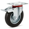 Wiltec Doppelstopp-Lenkrolle Ø100mm bis 70kg Tragkraft mit Gummirad und Feststellbremse leiser Lauf, Transportrolle Möbelrolle Laufrolle Möbel-Lenkrolle
