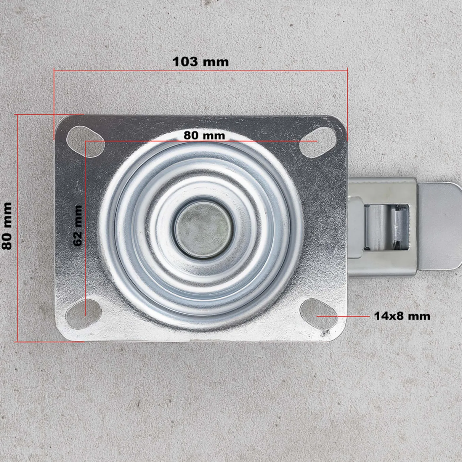 Wiltec Doppelstopp-Lenkrolle Ø100mm bis 70kg Tragkraft mit Gummirad und Feststellbremse leiser Lauf, Transportrolle Möbelrolle Laufrolle Möbel-Lenkrolle