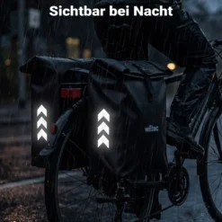 Wiltec Doppeltasche Gepäckträgertasche 48 l, Fahrradtasche Gepäckträger 30 x 14 x 57 cm, wasserresistente Fahrradtasche