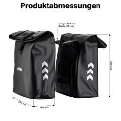 Wiltec Doppeltasche Gepäckträgertasche 48 l, Fahrradtasche Gepäckträger 30 x 14 x 57 cm, wasserresistente Fahrradtasche