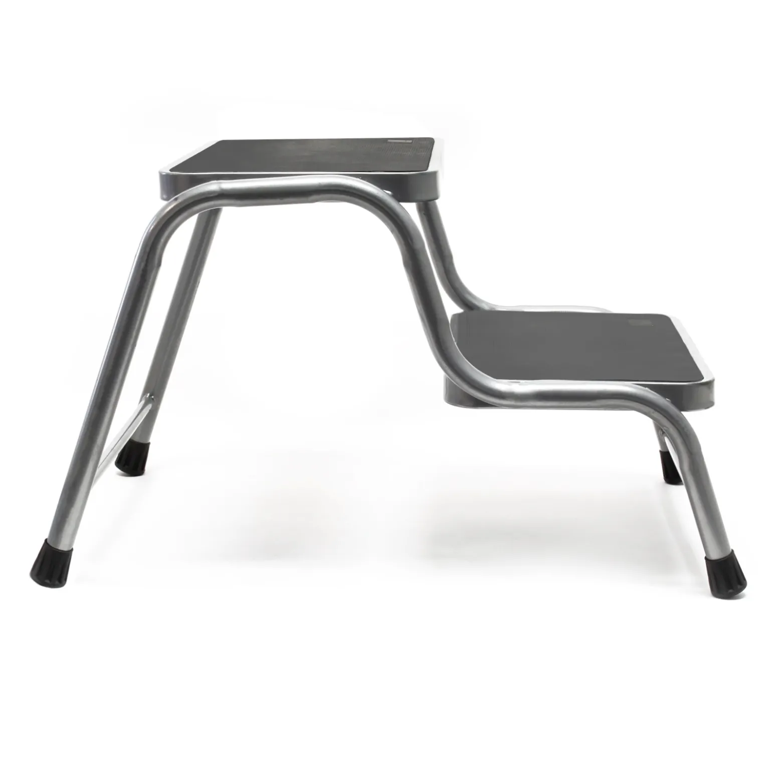 Wiltec Doppeltrittstufe aus Stahl bis 150 kg, 2 Stufen Tritt mit rutschfester Trittfläche, Trittleiter für Camping, Outdoor und Haushalt