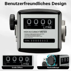Wiltec Doppelzähler für Diesel Heizöl 3,5 bar 20-120l/min mit 32mm (1