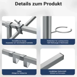 Wiltec Drehlackierständer 2300 x 610 x 1340 mm, mit 4 Haubenhalter und 2 Spoilerhalter, Lackierständer verstellbar für Kotflügel, Türen, Stoßstange, Lackierbock