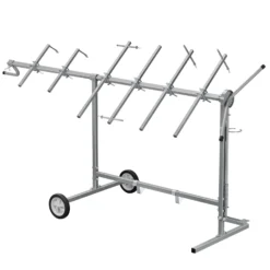 Wiltec Drehlackierständer 2300 x 610 x 1340 mm, mit 4 Haubenhalter und 2 Spoilerhalter, Lackierständer verstellbar für Kotflügel, Türen, Stoßstange, Lackierbock