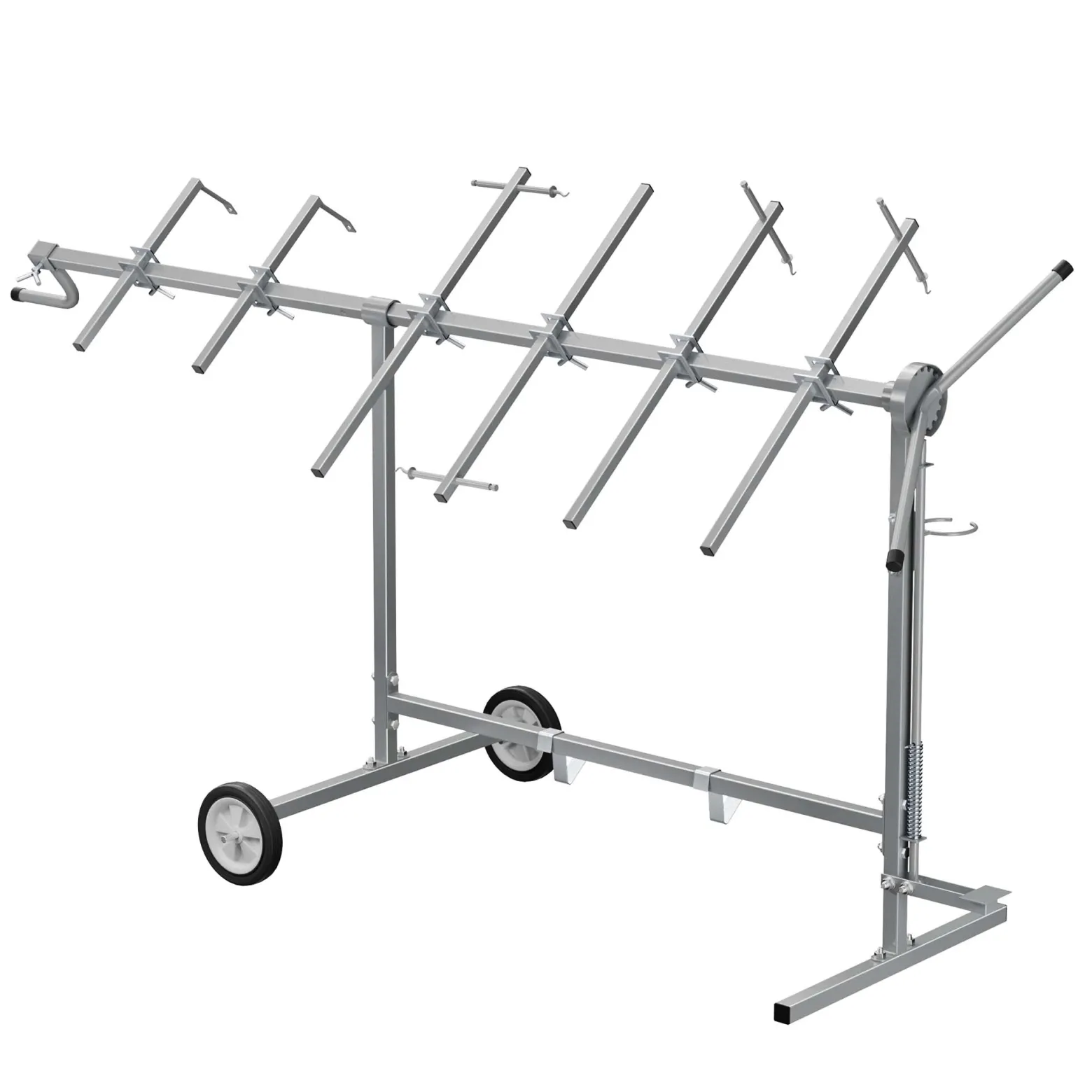 Wiltec Drehlackierständer 2300 x 610 x 1340 mm, mit 4 Haubenhalter und 2 Spoilerhalter, Lackierständer verstellbar für Kotflügel, Türen, Stoßstange, Lackierbock