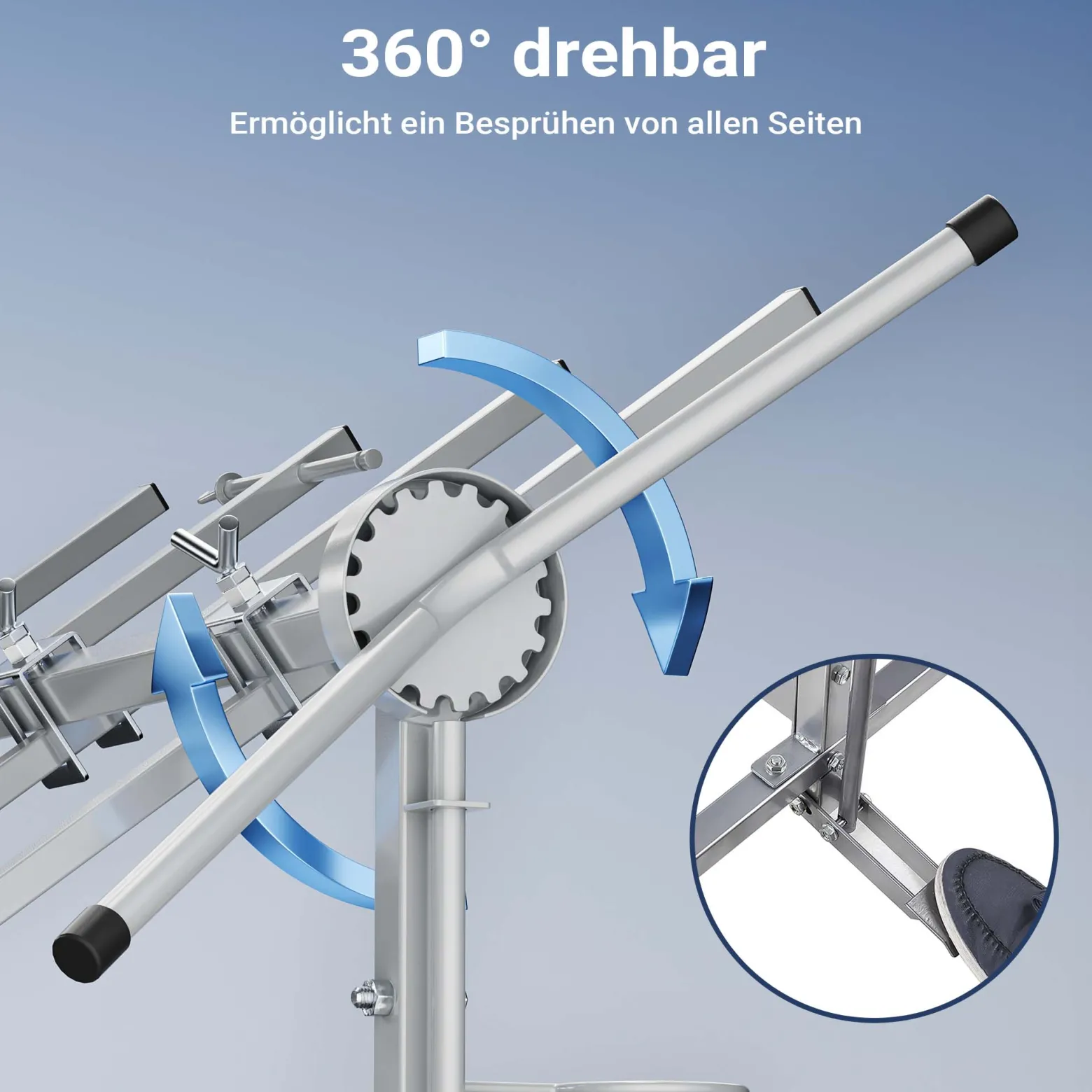 Wiltec Drehlackierständer 2300 x 610 x 1340 mm, mit 4 Haubenhalter und 2 Spoilerhalter, Lackierständer verstellbar für Kotflügel, Türen, Stoßstange, Lackierbock