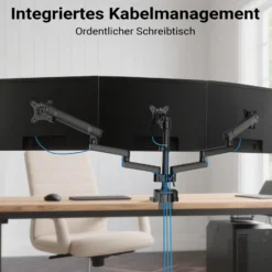 Wiltec Dreifach Monitorhalterung Schreibtisch mit 360° VESA-Platte, Bildschirmhalterung bis 9 kg pro Monitor, Monitorhalter mit Tischklemme