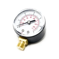 Wiltec Druckanzeige für Druckbehälter, 56 x 30 x 70 mm, Manometer radial DN8 (1/4") 12,9 mm, 0-12 bar (0-170 PSI), Durchmesser 50 mm, für Hauswasserwerk, Membranpumpe