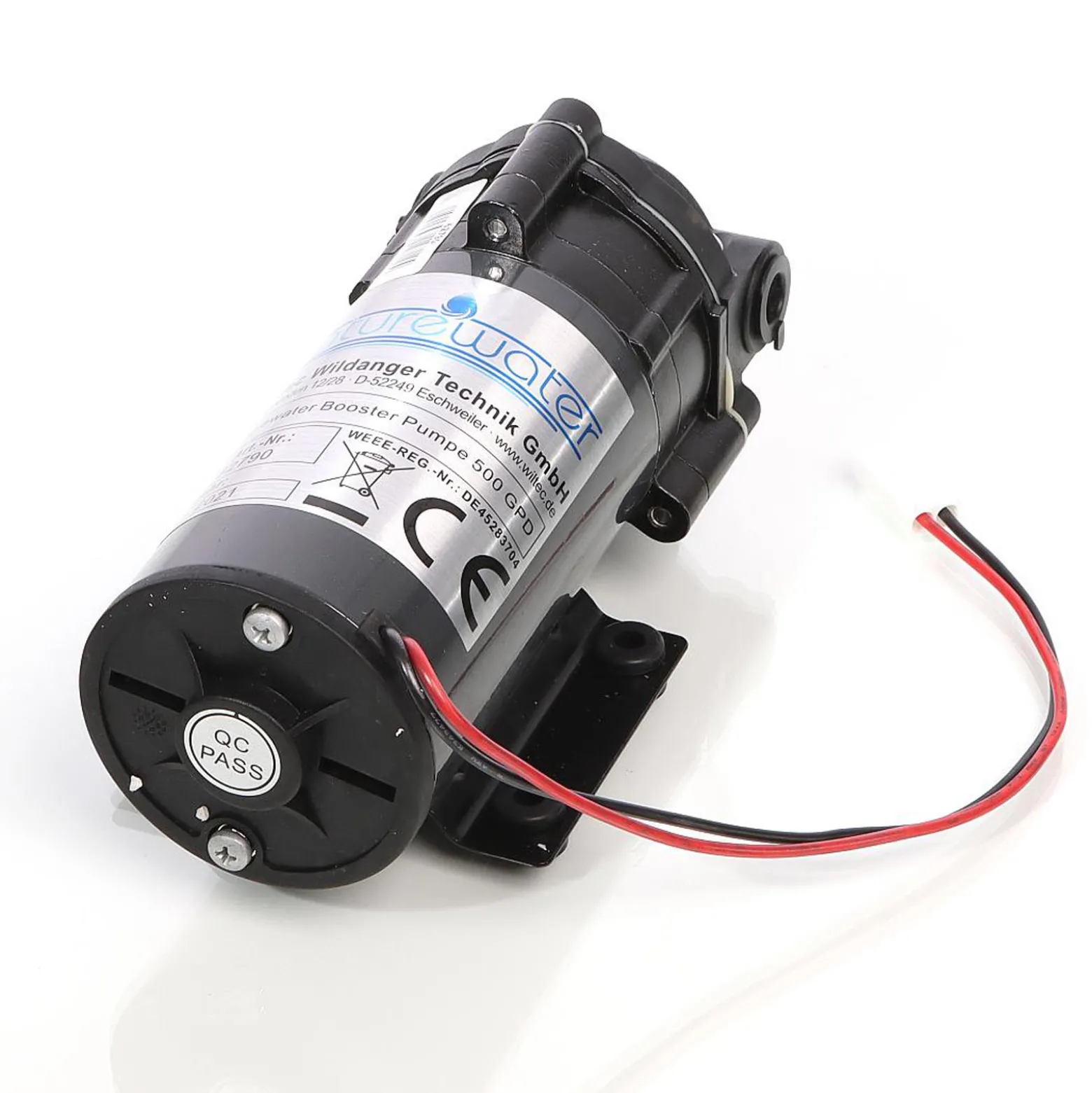 Wiltec Druckerhöhungspumpe 500 GPD (1900 l), Booster Pumpe 100 W für Umkehrosmoseanlage, Wasser Eingangsdruck 2 bar auf Ausgangsdruck 5 bar