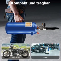 Wiltec Druckluft Reifenfüller 7 l, Reifen Booster mit 6-8 bar, Befüllhilfe für verschiedene Reifen, Reifenfüllkanone für Auto und Motorrad, tragbarer Reifenschockfüller
