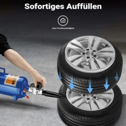 Wiltec Druckluft Reifenfüller 7 l, Reifen Booster mit 6-8 bar, Befüllhilfe für verschiedene Reifen, Reifenfüllkanone für Auto und Motorrad, tragbarer Reifenschockfüller