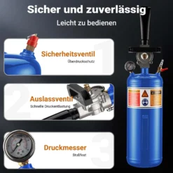 Wiltec Druckluft Reifenfüller 7 l, Reifen Booster mit 6-8 bar, Befüllhilfe für verschiedene Reifen, Reifenfüllkanone für Auto und Motorrad, tragbarer Reifenschockfüller