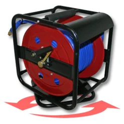 Wiltec Druckluft Schlauchaufroller aus Stahl, 360° drehbar mit 30 Meter Schlauch, Druckluftschlauch bis 12 bar, Schlauchtrommel