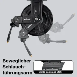 Wiltec Druckluft Schlauchtrommel 20 m, automatische Druckluftschlauchtrommel Stahl, 20 bar Drucklufttrommel, Schlauchaufroller einfache Montage