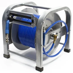 Wiltec Druckluft Schlauchtrommel mit 30 m Druckluftschlauch bis 12 bar, 12,91 mm Automatik Druckluft Schlauchaufroller