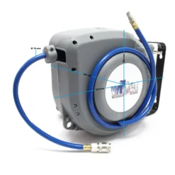 Wiltec Druckluft Schlauchtrommel mit 9 m Druckluftschlauch, 8 bar Druckluftschlauch, automatik Druckluft Schlauchaufroller