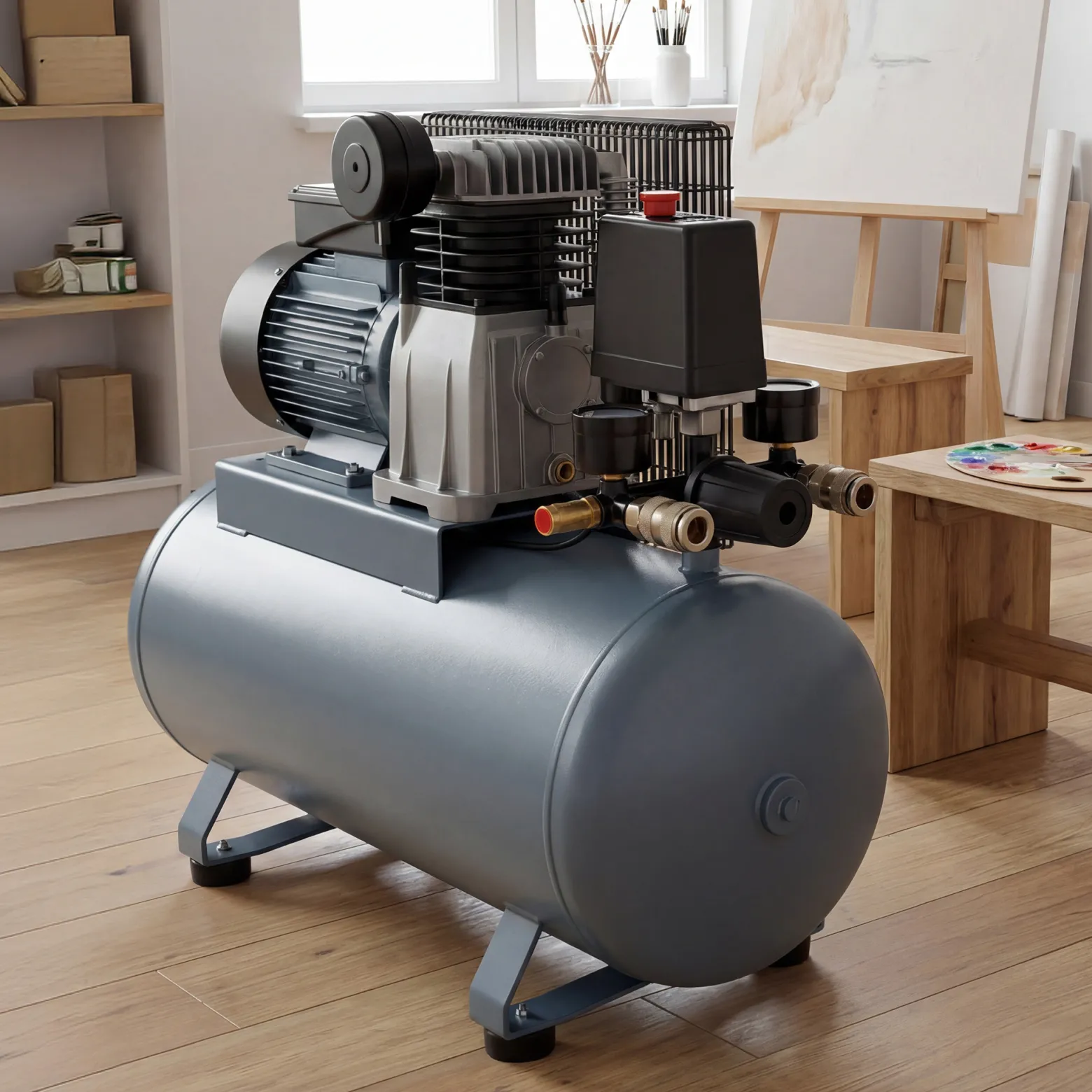 Wiltec Druckregler 165 x 130 x 200 mm mit Druckschalter für Kompressor, Druckminderer bis 8 bar rmit 2 Anzeigen, 2 Kupplungen und Sicherheitsventil