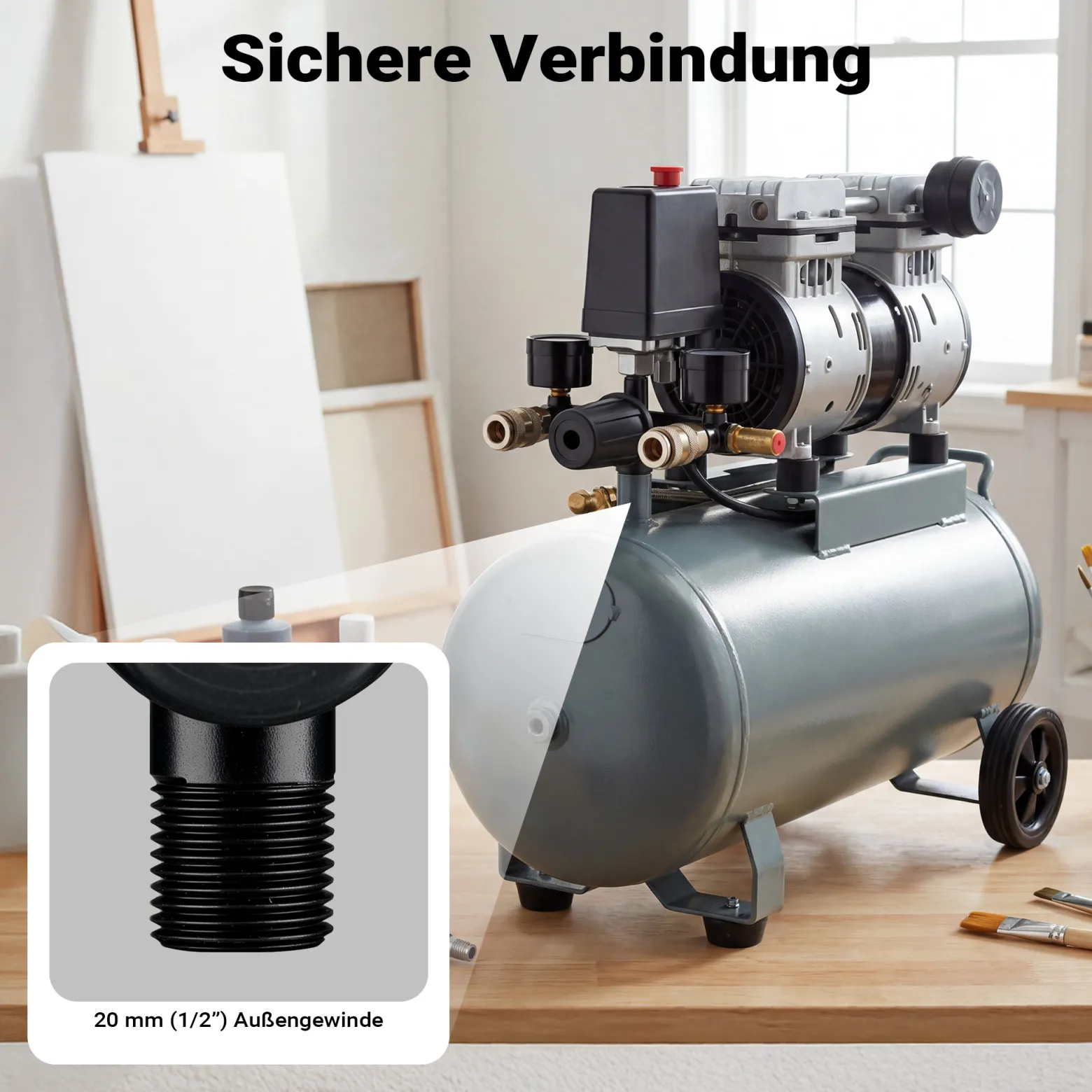 Wiltec Druckregler 165 x 130 x 200 mm mit Druckschalter für Kompressor, Druckminderer bis 8 bar rmit 2 Anzeigen, 2 Kupplungen und Sicherheitsventil