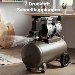 Wiltec Druckregler 165 x 130 x 200 mm mit Druckschalter für Kompressor, Druckminderer bis 8 bar rmit 2 Anzeigen, 2 Kupplungen und Sicherheitsventil