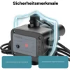 Wiltec Druckschalter mit Kabel SKD-1 230V bis 10 bar, Druckwächter mit Trockenlaufschutz für Hauswasserwerke und Pumpen, zuverlässige Pumpensteuerung