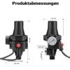 Wiltec Druckschalter mit Kabel SKD-3 230V bis 10 bar, Druckwächter mit Trockenlaufschutz für Hauswasserwerke und Pumpen, zuverlässige Pumpensteuerung