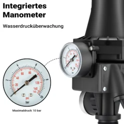 Wiltec Druckschalter mit Kabel SKD-3 230V bis 10 bar, Druckwächter mit Trockenlaufschutz für Hauswasserwerke und Pumpen, zuverlässige Pumpensteuerung