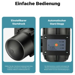 Wiltec Druckschalter mit Kabel EPC-2 230V bis 10 bar, Druckwächter mit Trockenlaufschutz für Hauswasserwerke und Pumpen, zuverlässige Pumpensteuerung
