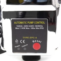 Wiltec Druckschalter mit Kabel EPC-4 230V 1-phasig bis 10 bar, Druckwächter mit Trockenlaufschutz für Hauswasserwerke und Pumpen, zuverlässige Pumpensteuerung