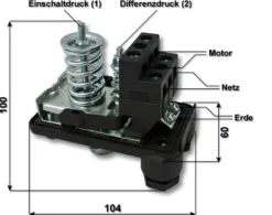 Wiltec Druckschalter SK-9 230V 1-phasig, Druckwächter mit Trockenlaufschutz für Hauswasserwerke und Pumpen, zuverlässige Pumpensteuerung