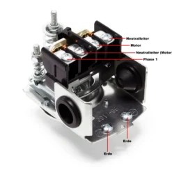 Wiltec Druckschalter SK-2 230V 1-phasig, Druckwächter mit Trockenlaufschutz für Hauswasserwerke und Pumpen, zuverlässige Pumpensteuerung