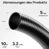 Wiltec Druck- und Saugschlauch 10m Teichschlauch 38mm (1 1/2") schwarz kältebeständig bis –5 °C, sehr gute UV-Beständigkeit Pumpenschlauch