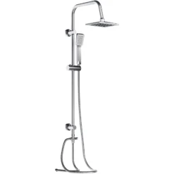 Wiltec Duscharmatur mit quadratischer Regendusche Duschsystem inkl. Handbrause Komplettset zur Wandmontage