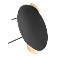 Wiltec Dutch Oven Grillplatte mit Holzgriffen rund Ø44cm Gusseisen, Grillaufsatz mit 2 Sets Beine 20cm+32cm