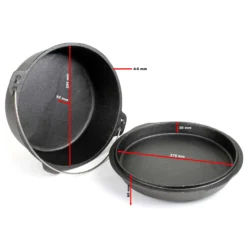 Wiltec Dutch Oven 8l mit Untersetzer und Deckelheber, Kochtopf aus Gusseisen für Lagerfeuer und Camping
