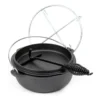 Wiltec Dutch Oven 4l mit Untersetzer und Deckelheber, Kochtopf aus Gusseisen für Lagerfeuer und Camping