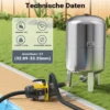 Wiltec Edelstahl Ausdehnungsgefäß 100 Liter, vertikaler Membrankessel für Hauswasserwerke und Druckerhöhungsanlagen mit EPDM Membran