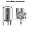 Wiltec Edelstahl Ausdehnungsgefäß 50 Liter, vertikaler Membrankessel für Hauswasserwerke und Druckerhöhungsanlagen mit EPDM Membran