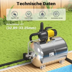 Wiltec Edelstahl Ausdehnungsgefäß 100 Liter, horizontaler Membrankessel für Hauswasserwerke und Druckerhöhungsanlagen mit EPDM Membran