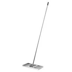Wiltec Edelstahl Rasenrakel mit Stiel Größe S, Flächenebner 25 x 50 x 2,8 cm Unebenheiten im Rasen ausgleichen, Leveler Gartengerät zum Rasen sanden