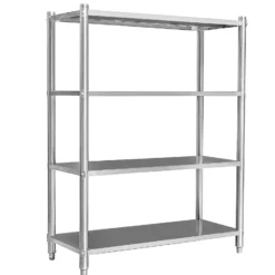 Wiltec Edelstahlregal Gastro Schwerlastregal 155x120x50cm aus 201 Edelstahl Küchenregal Vorratsregal Lagerregal für Küche Werkstatt und Keller