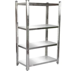 Wiltec Edelstahlregal 120x50x155cm mit 4 höhenverstellbaren Böden für den Gastronomiebereich Werkstatt Keller Lagerregal Vorratsregal Küchenregal