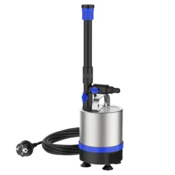 Wiltec Edelstahl Springbrunnenpumpe 50 W 1750 l/h, max. Fontänenhöhe 1,6 m, Teichpumpe inkl. 3 Aufsätze für verschiedene Fontänen, Aquariumpumpe