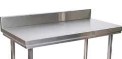 Wiltec Edelstahl Tisch Arbeitstisch Edelstahltisch mit Aufkantung 120x60x85cm für Gastro Küche Werkstatt Garten Keller mit höhenverstellbare Füßen