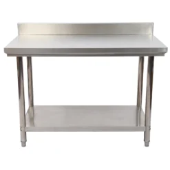 Wiltec Edelstahl Tisch Arbeitstisch Edelstahltisch mit Aufkantung 120x60x85cm für Gastro Küche Werkstatt Garten Keller mit höhenverstellbare Füßen