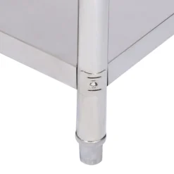 Wiltec Edelstahl Tisch Arbeitstisch Edelstahltisch mit Aufkantung 120x60x85cm für Gastro Küche Werkstatt Garten Keller mit höhenverstellbare Füßen