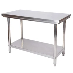 Wiltec Edelstahl Tisch Arbeitstisch Edelstahltisch mit Ablage 100x60x85cm für Gastro Küche Werkstatt Garten Keller mit höhenverstellbare Füßen