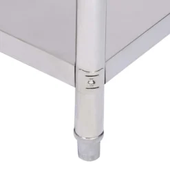 Wiltec Edelstahl Tisch Arbeitstisch Edelstahltisch mit Ablage 120x60x85cm für Gastro Küche Werkstatt Garten Keller mit höhenverstellbare Füßen