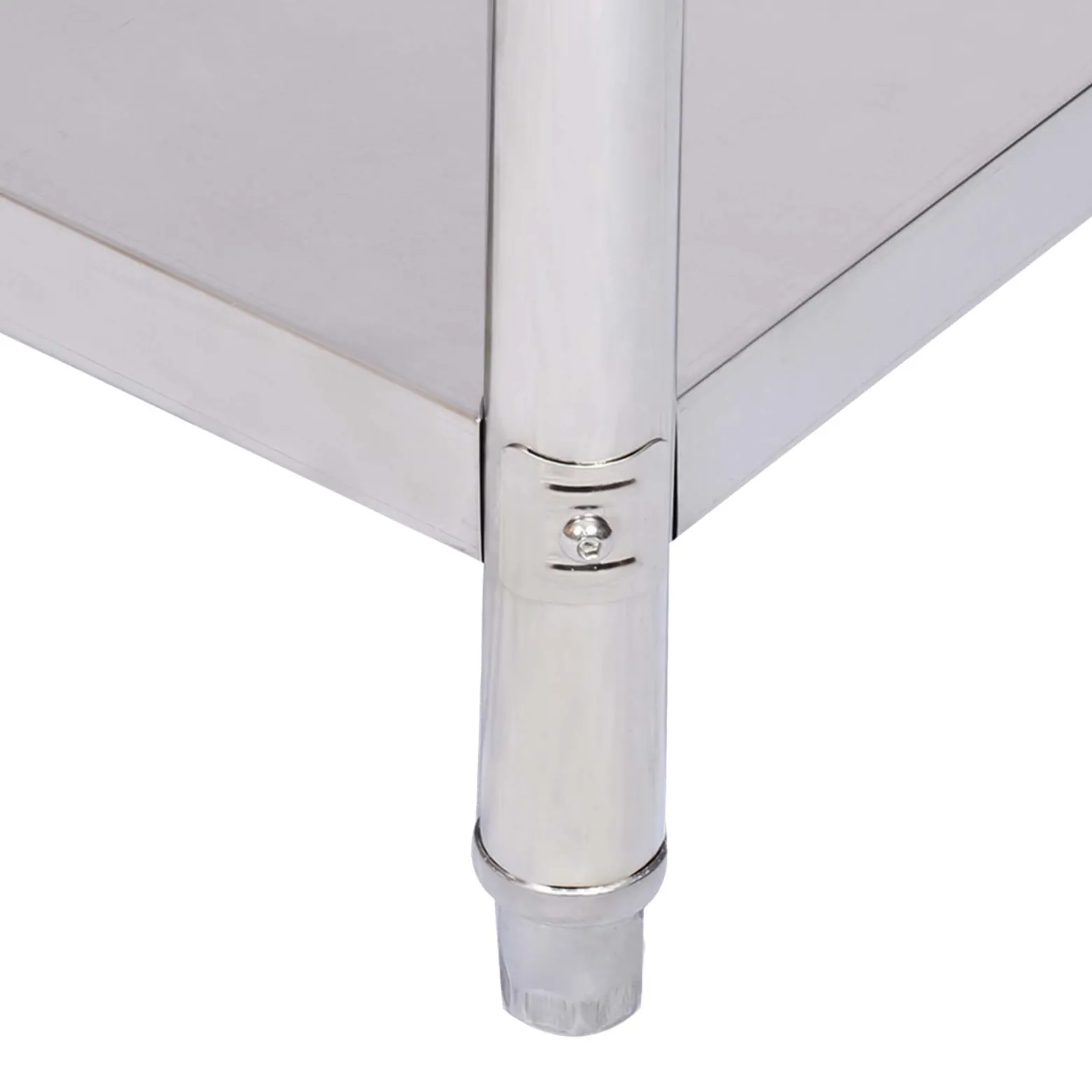 Wiltec Edelstahl Tisch Arbeitstisch Edelstahltisch mit Ablage 120x60x85cm für Gastro Küche Werkstatt Garten Keller mit höhenverstellbare Füßen
