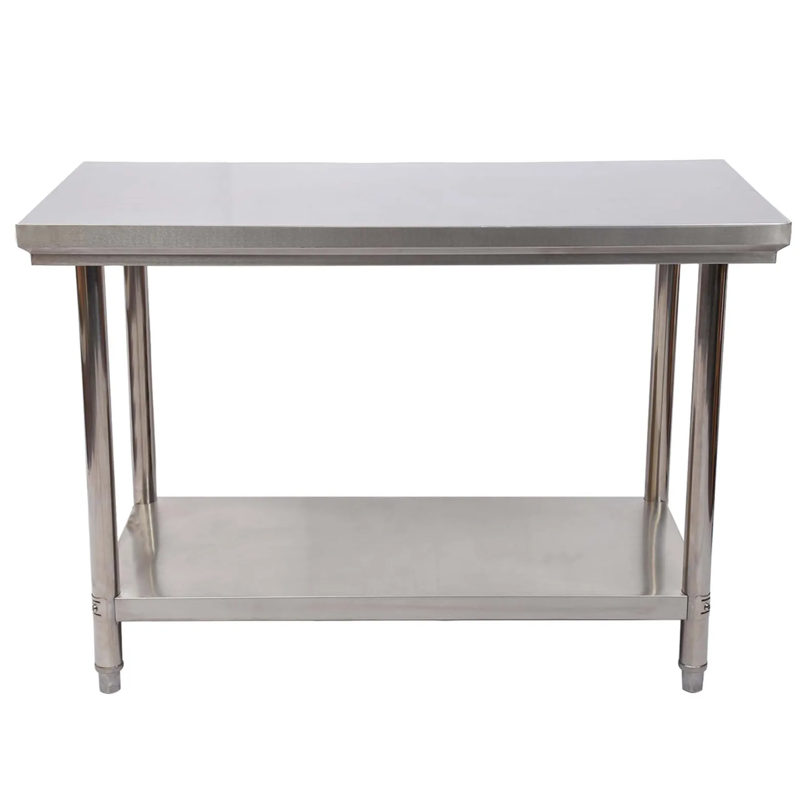 Wiltec Edelstahl Tisch Arbeitstisch Edelstahltisch mit Ablage 120x60x85cm für Gastro Küche Werkstatt Garten Keller mit höhenverstellbare Füßen